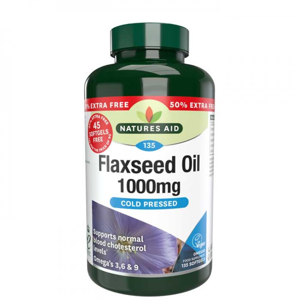 Flaxseed Oil 1000 mg 135 softgels Natures Aid / Ωμέγα 3 Flaxseed Oil 1000 mg 135 softgels Natures Aid / Ωμέγα 3